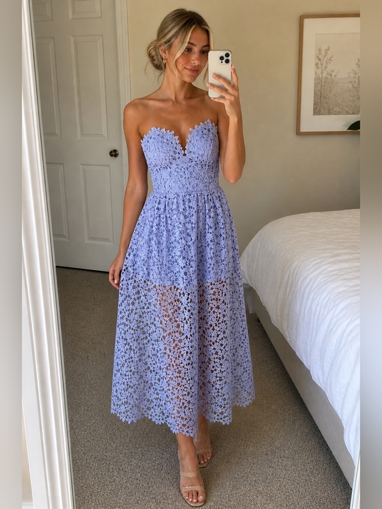 Astr Dresses & Skirts - ASTR Lace Strapless Midi Dress
